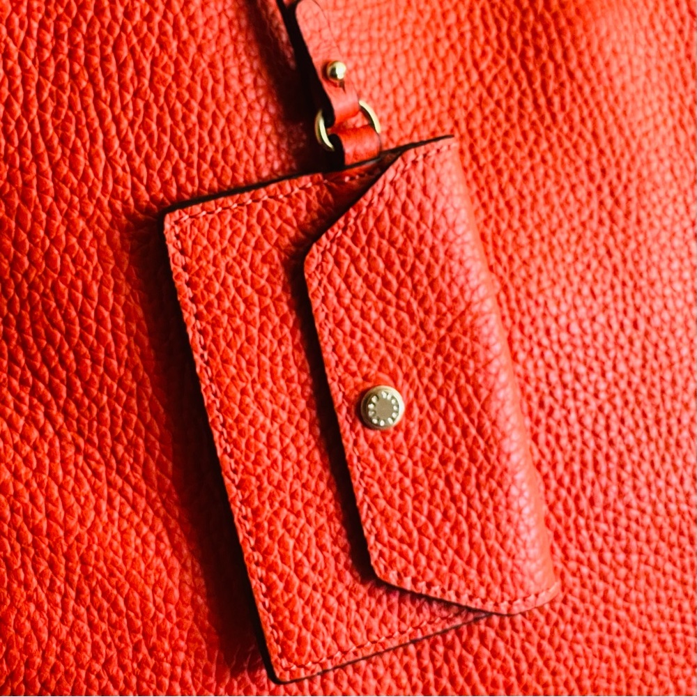 Henri BENDEL Orange Coral Leather Noho Novelty Gusset Large Braided Work Bag - Picture 3 of 16